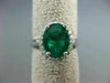 LARGE 3CT DIAMOND & AAA COLOMBIAN EMERALD 14K WHITE GOLD 3D HALO ENGAGEMENT RING