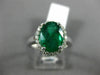 LARGE 3CT DIAMOND & AAA COLOMBIAN EMERALD 14K WHITE GOLD 3D HALO ENGAGEMENT RING