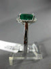 LARGE 3CT DIAMOND & AAA COLOMBIAN EMERALD 14K WHITE GOLD 3D HALO ENGAGEMENT RING