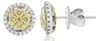.58CT WHITE & FANCY YELLOW DIAMOND 14KT 2 TONE GOLD ROUND CLUSTER STUD EARRINGS