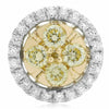 .58CT WHITE & FANCY YELLOW DIAMOND 14KT 2 TONE GOLD ROUND CLUSTER STUD EARRINGS