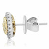 .58CT WHITE & FANCY YELLOW DIAMOND 14KT 2 TONE GOLD ROUND CLUSTER STUD EARRINGS