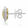 .64CT WHITE & FANCY YELLOW DIAMOND 14KT 2 TONE GOLD 3D HEXAGON STUD EARRINGS