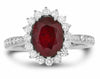 GIA 2.57CT DIAMOND & AAA RUBY 18K WHITE GOLD HALO SEMI ETERNITY ANNIVERSARY RING