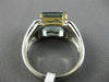 LARGE 3.32CT DIAMOND & AAA AQUAMARINE 14K 2 TONE GOLD TRIANGULAR ENGAGEMENT RING