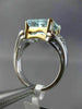 LARGE 3.32CT DIAMOND & AAA AQUAMARINE 14K 2 TONE GOLD TRIANGULAR ENGAGEMENT RING
