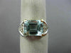 LARGE 3.32CT DIAMOND & AAA AQUAMARINE 14K 2 TONE GOLD TRIANGULAR ENGAGEMENT RING