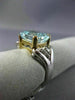 LARGE 3.32CT DIAMOND & AAA AQUAMARINE 14K 2 TONE GOLD TRIANGULAR ENGAGEMENT RING
