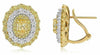 LARGE 2.42CT WHITE & FANCY YELLOW DIAMOND 18KT 2 TONE GOLD OVAL CLIP ON EARRINGS