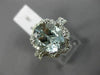 LARGE 4.05CT DIAMOND & AAA OVAL AQUAMARINE 14K WHITE GOLD FLOWER ENGAGEMENT RING