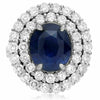 LARGE 12.19CT DIAMOND & AAA SAPPHIRE PLATINUM 3D COCKTAIL OVAL DOUBLE HALO RING