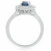 ESTATE 2.05CT DIAMOND & AAA SAPPHIRE 14KT WHITE GOLD DOUBLE HALO ENGAGEMENT RING