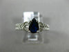 .86CT DIAMOND & AAA PEAR SHAPE SAPPHIRE 14KT WHITE GOLD 3D FILIGREE ENGAGEMENT