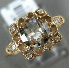 .95CT DIAMOND & AAA ROUND MORGANITE 14KT ROSE GOLD 3D FILIGREE ENGAGEMENT RING