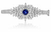 5.94CT DIAMOND & AAA SAPPHIRE 18KT WHITE GOLD FLOWER MULTI SHAPE BANGLE BRACELET