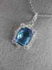 1.70CT DIAMOND & AAA BLUE TOPAZ 14KT WHITE GOLD RECTANGULAR HALO ETOILE PENDANT