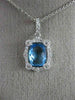 1.70CT DIAMOND & AAA BLUE TOPAZ 14KT WHITE GOLD RECTANGULAR HALO ETOILE PENDANT