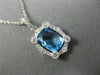 1.70CT DIAMOND & AAA BLUE TOPAZ 14KT WHITE GOLD RECTANGULAR HALO ETOILE PENDANT