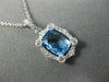 1.70CT DIAMOND & AAA BLUE TOPAZ 14KT WHITE GOLD RECTANGULAR HALO ETOILE PENDANT