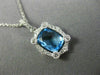 1.70CT DIAMOND & AAA BLUE TOPAZ 14KT WHITE GOLD RECTANGULAR HALO ETOILE PENDANT