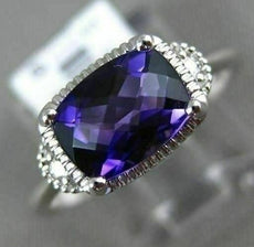 1.62CT DIAMOND & AAA AMETHYST 14KT WHITE GOLD THREE STONE FILIGREE PROMISE RING