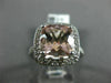 LARGE 3.60CT DIAMOND & AAA CUSHION CUT MORGANITE 14KT WHITE GOLD ENGAGEMENT RING