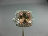 LARGE 3.60CT DIAMOND & AAA CUSHION CUT MORGANITE 14KT WHITE GOLD ENGAGEMENT RING