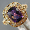 WIDE 1.49CT DIAMOND & AAA AMETHYST 14KT ROSE GOLD OPEN FILIGREE ENGAGEMENT RING