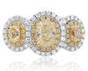 LARGE 2.78CT WHITE & FANCY YELLOW DIAMOND 18KT 2 TONE GOLD OVAL ENGAGEMENT RING