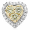 .65CT WHITE & FANCY YELLOW DIAMOND 14KT 2 TONE GOLD 3D HEART SHAPE STUD EARRINGS