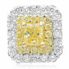 LARGE 1.16CT WHITE & FANCY YELLOW DIAMOND 18KT 2 TONE GOLD CLASSIC STUD EARRINGS