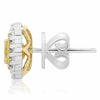 LARGE 1.16CT WHITE & FANCY YELLOW DIAMOND 18KT 2 TONE GOLD CLASSIC STUD EARRINGS