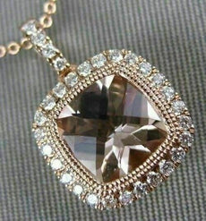 1.58CT DIAMOND & AAA MORGANITE 14KT ROSE GOLD 3D HALO FILIGREE MILGRAIN PENDANT