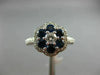 ESTATE WIDE 3.60CT DIAMOND & AAA ROUND SAPPHIRE 14KT WHITE GOLD 3D FLOWER RING