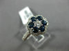 ESTATE WIDE 3.60CT DIAMOND & AAA ROUND SAPPHIRE 14KT WHITE GOLD 3D FLOWER RING