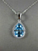 1.65CT DIAMOND & AAA BLUE TOPAZ 14KT WHITE GOLD 3D TRIANGULAR TEAR DROP PENDANT