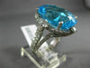 EXTRA LARGE 16.75CT DIAMOND & AAA OVAL BLUE TOPAZ 14KT WHITE GOLD HALO FUN RING