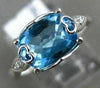 2.16CT DIAMOND & AAA BLUE TOPAZ 14KT WHITE GOLD DOUBLE HEART FILIGREE LOVE RING