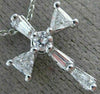 ESTATE .55CT TRILLION & BAGUETTE DIAMOND 14KT WHITE GOLD 3D CROSS PENDANT #25911