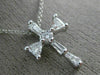 ESTATE .55CT TRILLION & BAGUETTE DIAMOND 14KT WHITE GOLD 3D CROSS PENDANT #25911