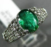 ESTATE 1.21CT DIAMOND & AAA OVAL EMERALD 14KT WHITE GOLD 3D LOVE ENGAGEMENT RING
