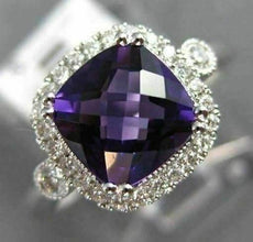 1.59CT DIAMOND & AAA AMETHYST 14KT WHITE GOLD 3D SQUARE CLASSIC ENGAGEMENT RING