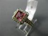 1.58CT DIAMOND & AAA SQUARE PINK TOPAZ 18KT YELLOW GOLD 3D HALO ENGAGEMENT RING