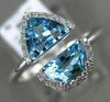 1.73CT DIAMOND & AAA BLUE TOPAZ 14K WHITE GOLD 3D TRILLION HALO CRISS CROSS RING