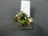 WIDE 1.05CT DIAMOND & AAA PEAR SHAPE PERIDOT 14KT YELLOW GOLD 3D HALO FUN RING