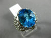 LARGE 3.03CT DIAMOND & AAA OVAL BLUE TOPAZ 14K WHITE GOLD OPEN FILIGREE FUN RING