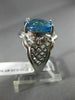 LARGE 3.03CT DIAMOND & AAA OVAL BLUE TOPAZ 14K WHITE GOLD OPEN FILIGREE FUN RING