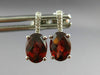 ESTATE 2.01CT DIAMOND & AAA GARNET 14KT WHITE GOLD 3D OVAL HALO STUD EARRINGS
