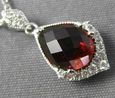 1.74CT DIAMOND & AAA GARNET 14K WHITE GOLD TEAR DROP FILIGREE MILGRAIN PENDANT