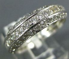 ANTIQUE 1.50CT DIAMOND 18K WHITE GOLD 3 ROW PAVE ETERNITY ANNIVERSARY RING #1192